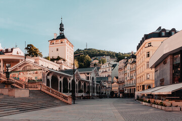Karlovy Vary city in the morning