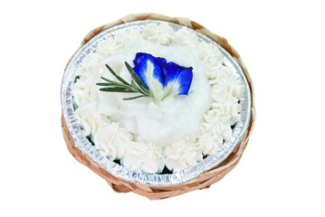 Dessert of coconut with cream garnish ,no background