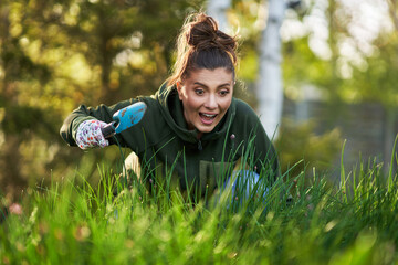 Picture of woman working with tools in the garden