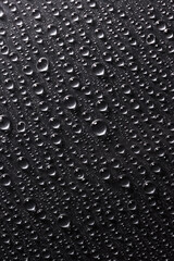 Raindrops on a gray flat texture of steel surface