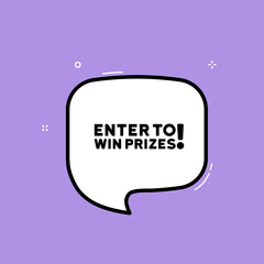 Speech bubble with Enter to win prizes text. Business concept. Boom retro comic style. Pop art style. Vector line icon for Business and Advertising