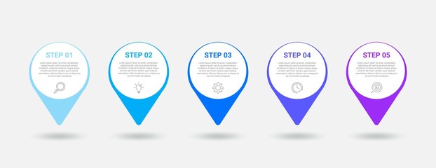 infographic design with 5 icons and options for business steps