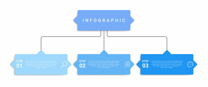infographic design with 3 icons and options for business process steps