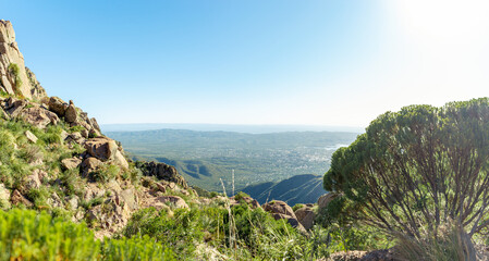 Scenic View of a Town from Mountain in a Clear Day in the Sierras de Cordoba,Argentina