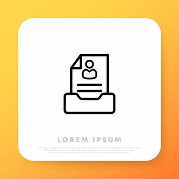 Personal Information Icon. Id Card. Personal Patient Medical Card. Resume Icon. Career And Recruitment Concept. Medical Concept. Vector Line Icon For Business And Advertising