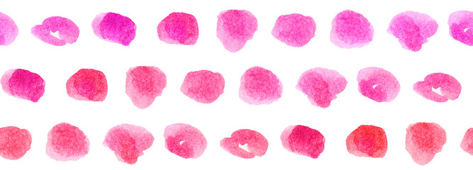 Set of watercolor pink, red spots isolated on white background with clipping path. Pattern