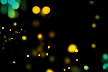 bokeh backgrounds, bokeh of lights on black background Gold abstract bokeh background. real backlit dust particles with real lens flare.