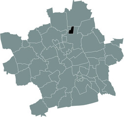 Black flat blank highlighted location map of the 
SULZER SIEDLUNG DISTRICT inside gray administrative map of Erfurt, Germany