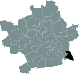 Black flat blank highlighted location map of the 
ROHDA (HAARBERG) DISTRICT inside gray administrative map of Erfurt, Germany