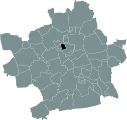 Black flat blank highlighted location map of the 
RIETH DISTRICT inside gray administrative map of Erfurt, Germany