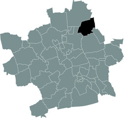 Black flat blank highlighted location map of the 
SCHWERBORN DISTRICT inside gray administrative map of Erfurt, Germany