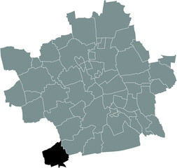 Black flat blank highlighted location map of the 
MOLSDORF DISTRICT inside gray administrative map of Erfurt, Germany