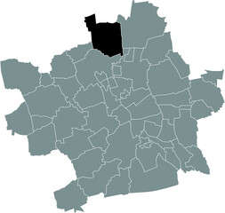 Obraz premium Black flat blank highlighted location map of the MITTELHAUSEN DISTRICT inside gray administrative map of Erfurt, Germany