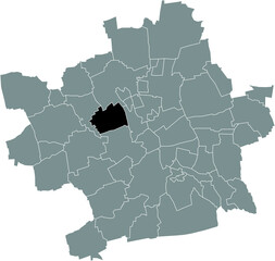 Black flat blank highlighted location map of the 
MARBACH DISTRICT inside gray administrative map of Erfurt, Germany