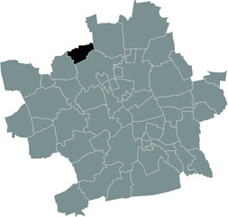 Black flat blank highlighted location map of the 
KÜHNHAUSEN DISTRICT inside gray administrative map of Erfurt, Germany