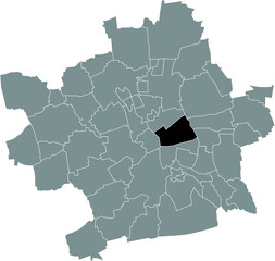 Black flat blank highlighted location map of the 
KRÄMPFERVORSTADT DISTRICT inside gray administrative map of Erfurt, Germany