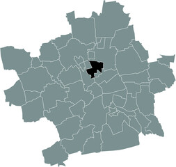 Obraz premium Black flat blank highlighted location map of the ILVERSGEHOFEN DISTRICT inside gray administrative map of Erfurt, Germany