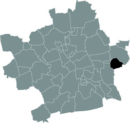 Black flat blank highlighted location map of the 
HOCHSTEDT DISTRICT inside gray administrative map of Erfurt, Germany