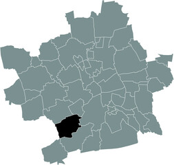 Black flat blank highlighted location map of the 
BISCHLEBEN-STEDTEN DISTRICT inside gray administrative map of Erfurt, Germany