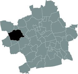 Black flat blank highlighted location map of the 
ALACH DISTRICT inside gray administrative map of Erfurt, Germany