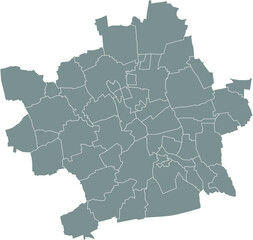 Gray flat blank vector administrative map of ERFURT, GERMANY with black border lines of its districts