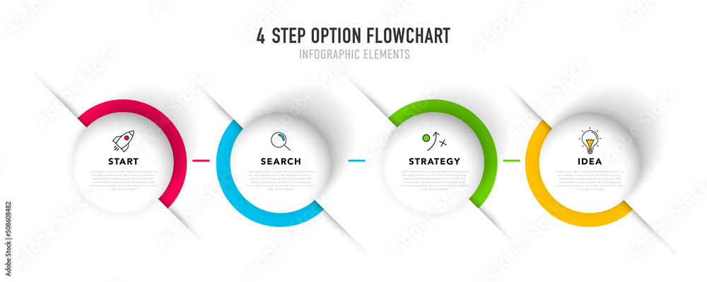 Aufkleber timeline infographic design with 4 options or steps. infographics for business concept. can be used 