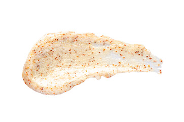 A sample of a cosmetic cream scrub for the face or body. The concept of cleansing and rejuvenation of the skin. Isolated on a white background.