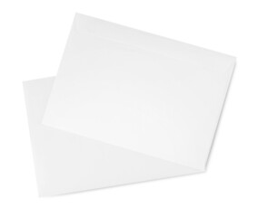 Two letters on white background, top view