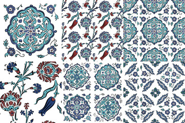 Abstract tiled turkish pattern for your design - obrazy, fototapety, plakaty