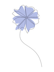 Hand drawn silhouette line art flower vector isolated on white. Abstract floral design element for print, beauty branding, card, poster. Minimal contemporary drawing.