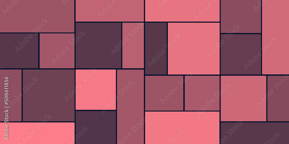 Poster simple rectangular tiled frames of various sizes, colored in shades of purple - geometric shapes pat