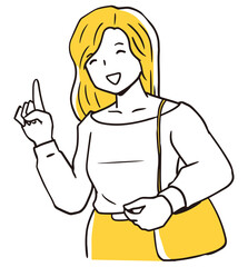 説明する女性