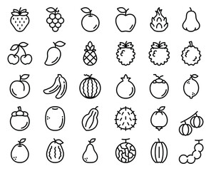 Fruit linear icon set, Vector, Illustration.