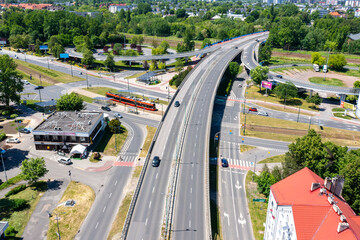 Sosnowiec, Dabrowa Basin. Aerial view of city center of Sosnowiec. Poland.