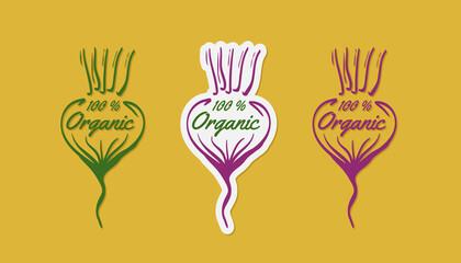 Root beet sticker, Beet vector hand drawn label design, Organic products promotion beet, Organic food sticker, organic sticker premium quality