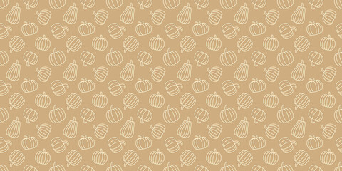 Pattern pumpkins modern design linear empty outline simple background vector illustration.