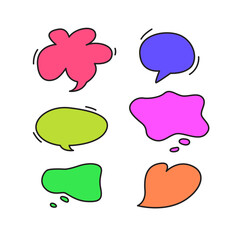 Cute vector Hand draw speech bubble colorful set. Сollection of frame border. 