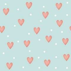 Seamless pattern with hearts. Hand drawn. 