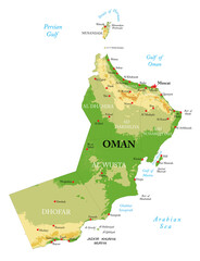 Oman highly detailed physical map - 508613897