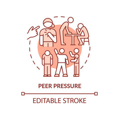 Peer pressure terracotta concept icon. Teenage life struggle abstract idea thin line illustration. Peer influence. Isolated outline drawing. Editable stroke. Arial, Myriad Pro-Bold fonts used