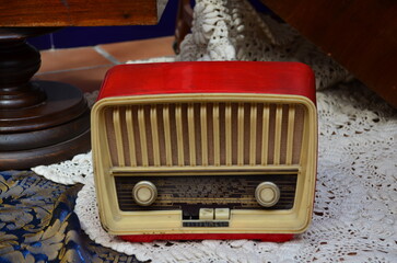 radio antigua, marrón, vintaje