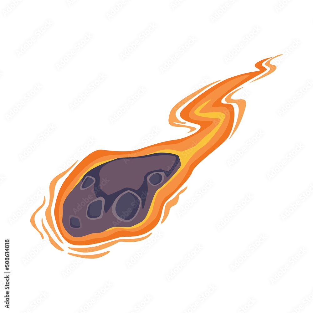 Poster asteroid semi flat color vector object. full sized item on white. moving rock and gases body. solar 