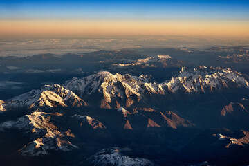 Sunrise over the Mont Blanc in the Alps