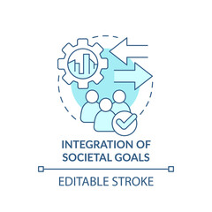 Integration of societal goals turquoise concept icon. Maas integration level abstract idea thin line illustration. Isolated outline drawing. Editable stroke. Arial, Myriad Pro-Bold fonts used