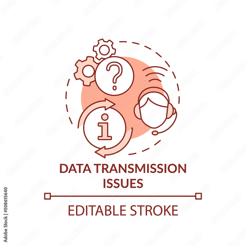 Poster data transmission issues red concept icon. information support. maas issue abstract idea thin line i