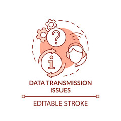 Data transmission issues red concept icon. Information support. Maas issue abstract idea thin line illustration. Isolated outline drawing. Editable stroke. Arial, Myriad Pro-Bold fonts used