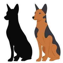 dog sitting silhouette on white background, isolated, vector