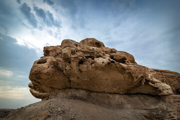 Arabian desert rock geological layer-Dammam, Saudi Arabia.