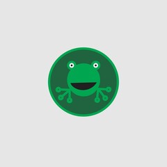 Green frog head vector logo