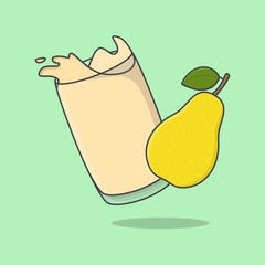 Pear Juice Cartoon Vector Illustration. Pear Juice Flat Icon Outline